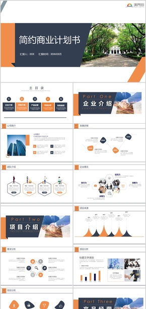 藍黃簡約商業(yè)計劃書