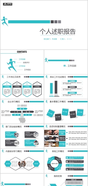 簡約實(shí)用個人述職報(bào)告PPT模板