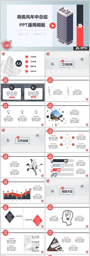 年中總結工作匯報PPT通用模板