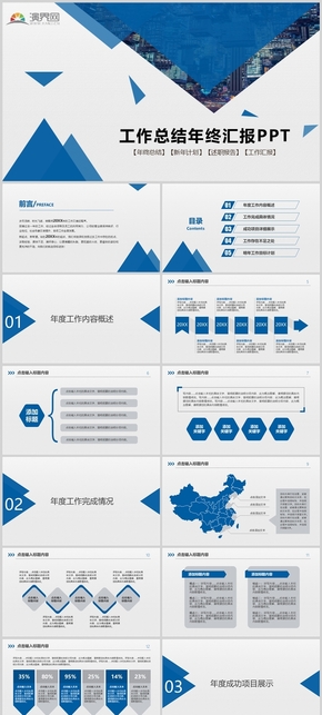 藍(lán)色簡約大氣年終總結(jié)PPT模板