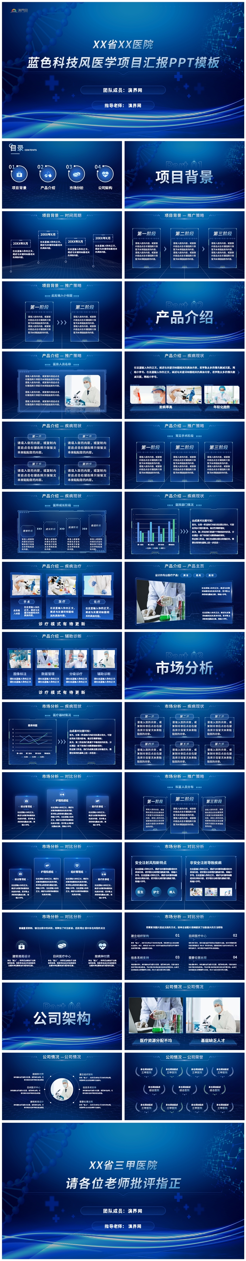 藍(lán)色科技風(fēng)醫(yī)學(xué)項(xiàng)目匯報(bào)PPT模板