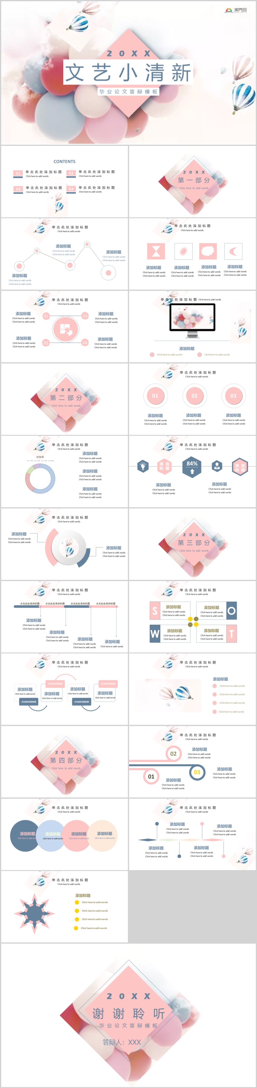 文藝小清新畢業(yè)答辯PPT模板