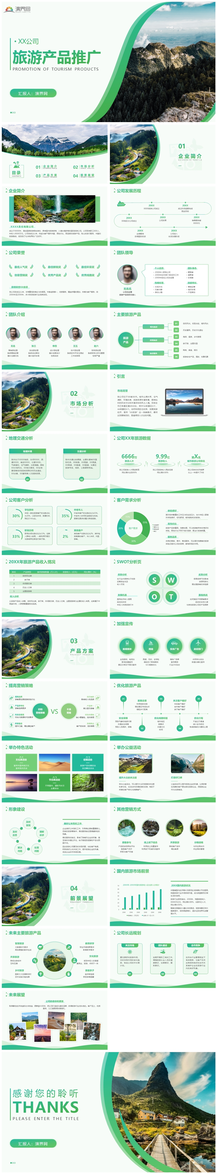 綠色清新簡(jiǎn)約旅游產(chǎn)品推廣PPT模板