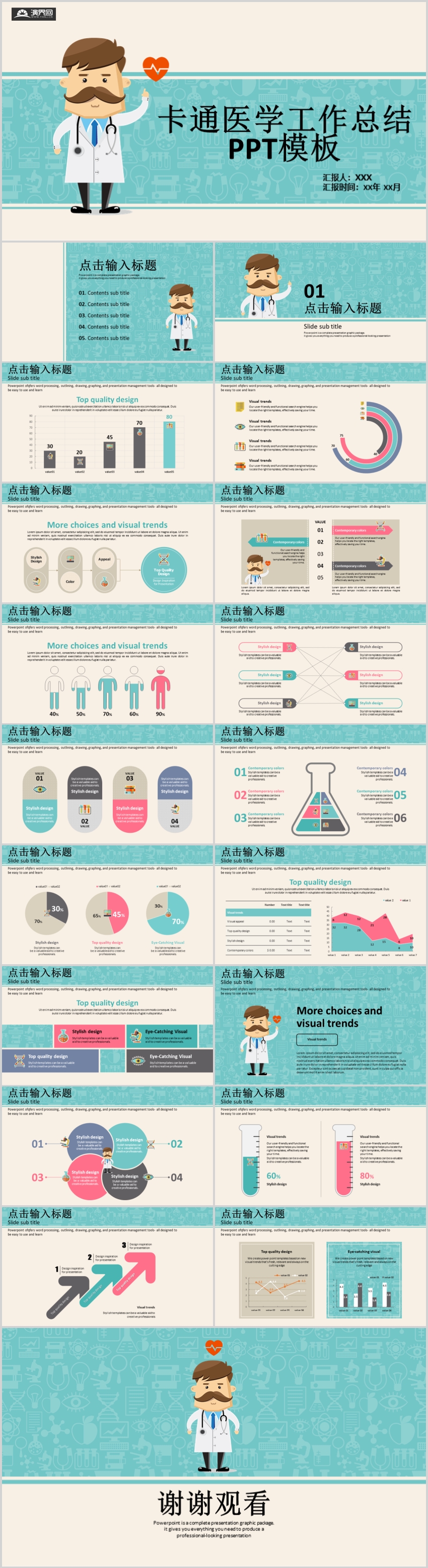 卡通醫(yī)學(xué)工作總結(jié)PPT模板