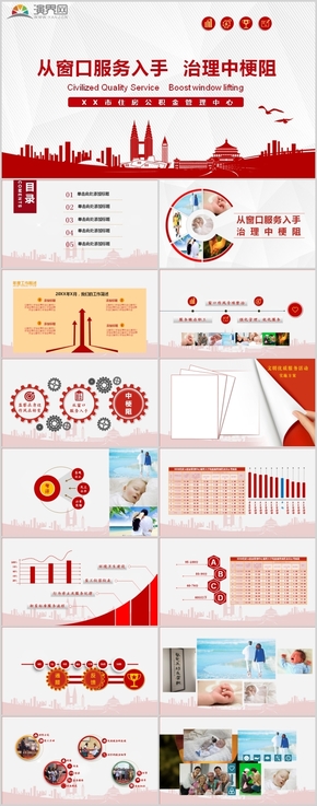 紅色商務住房公積金管理中心匯報PPT模板