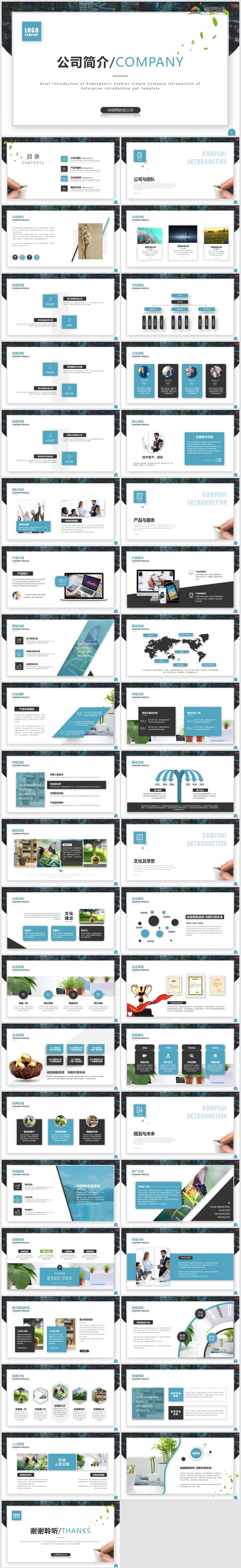 青色大氣簡(jiǎn)約公司介紹PPT模板