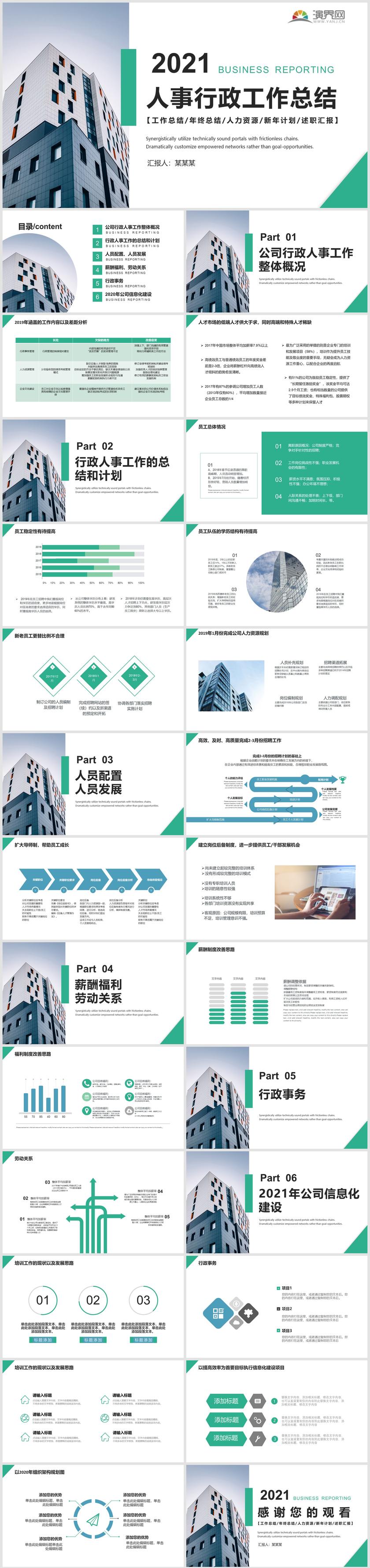 綠色清新人力工作總結(jié)報告