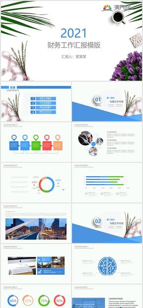 藍色簡約財務(wù)匯報PPT模板
