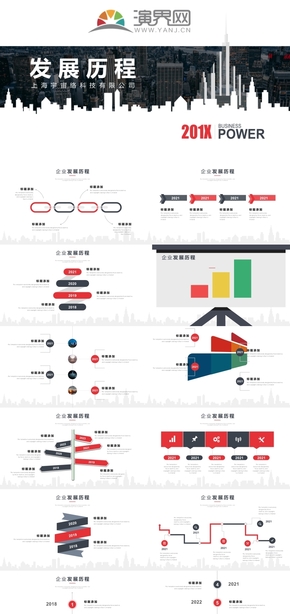 紅色大氣企業(yè)發(fā)展歷程時間軸PPT模板