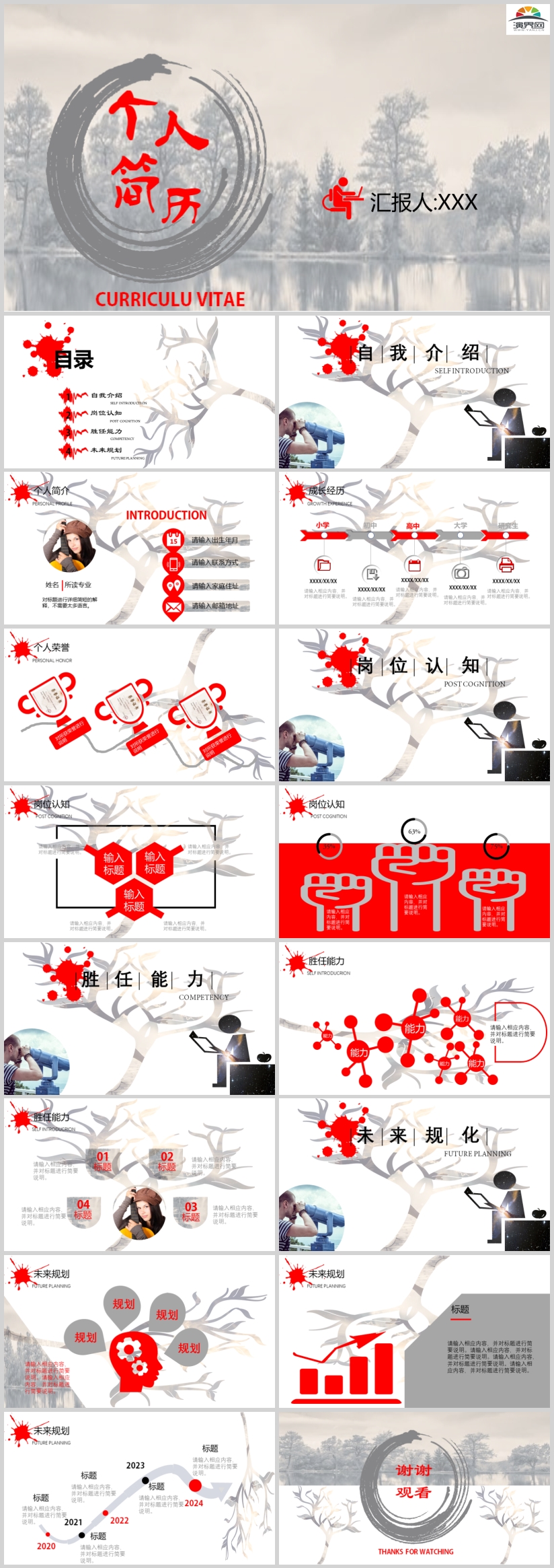 紅色經(jīng)典中國風(fēng)個(gè)人簡歷PPT模板