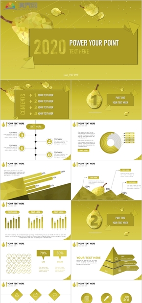 黃色梨晶格化星球2020工作匯報商務(wù)計(jì)劃PPT模板