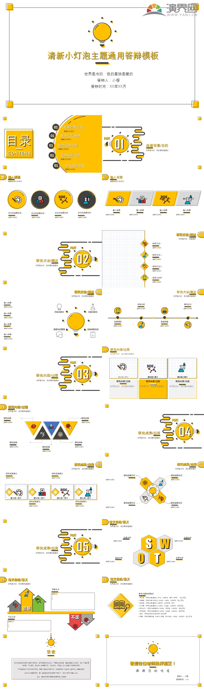 清新畢業(yè)答辯PPT模板