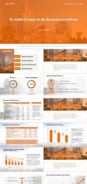 橙色簡約商務(wù)風(fēng)發(fā)布會財報工作匯報PPT模板