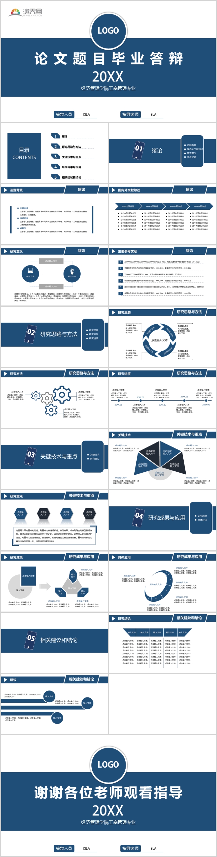 藍色簡約畢業(yè)答辯PPT模板