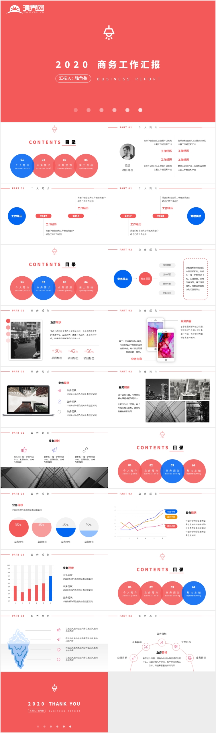 紅色撞色簡(jiǎn)約清新工作匯報(bào)競(jìng)聘報(bào)告畢業(yè)答辯PPT模板第二波