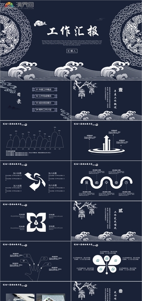 中國(guó)風(fēng)藍(lán)色年終工作匯報(bào)商務(wù)工作匯報(bào)工作總結(jié)工作計(jì)劃 工作述職PPT模板