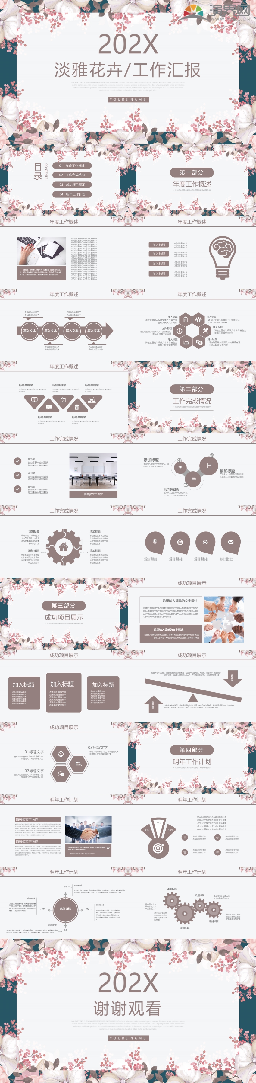 暖色花卉工作匯報 企業(yè)介紹 商業(yè)計劃PPT模板