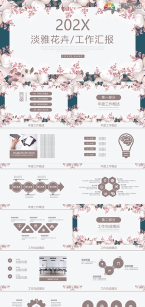 暖色花卉工作匯報 企業(yè)介紹 商業(yè)計(jì)劃PPT模板