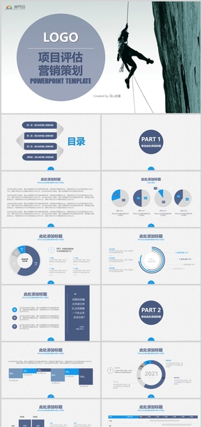 簡約商務(wù)風項目評估營銷策劃匯報PPT模板