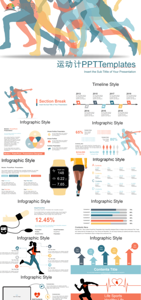 體育運動健身跑步鍛煉體育比賽健康管理PPT模板