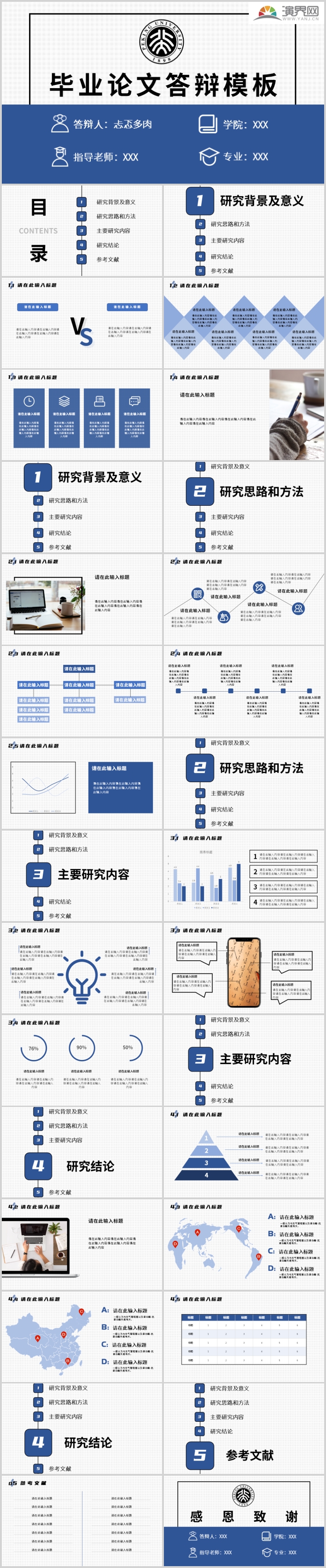 畢業(yè)論文答辯通用簡約模板