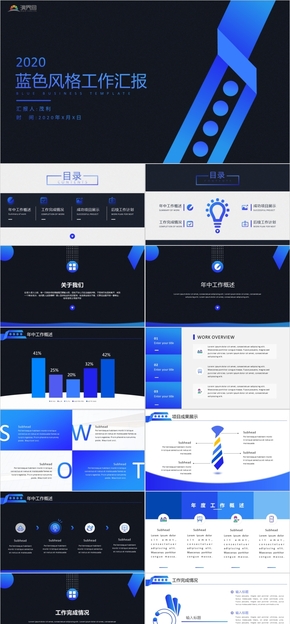 藍色風(fēng)格工作匯報ppt模板