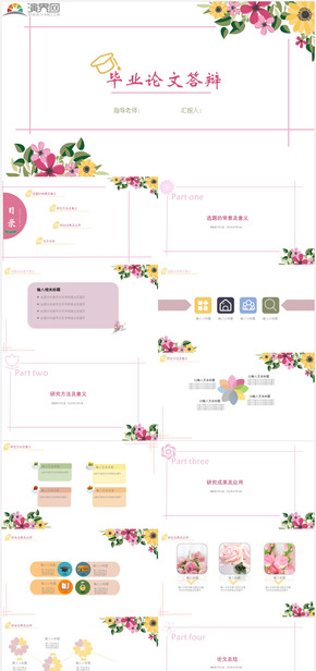 畢業(yè)論文答辯粉色小清新ppt模板