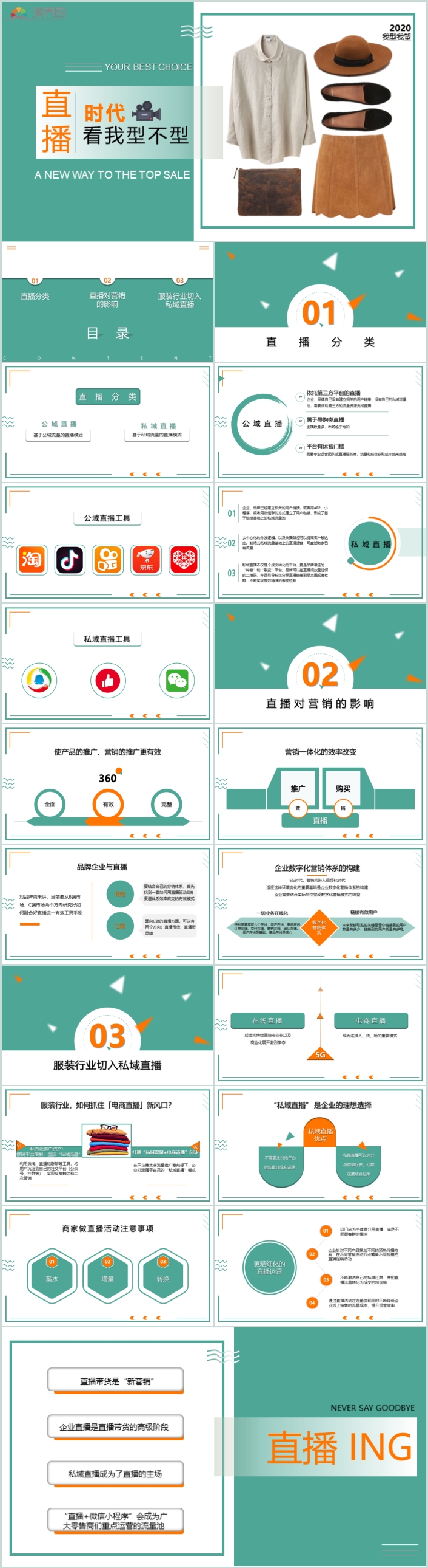 藍色簡約直播方式PPT作品