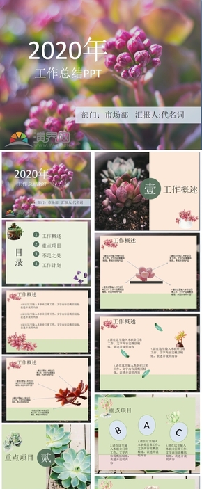 唯美多肉工作總結(jié)ppt