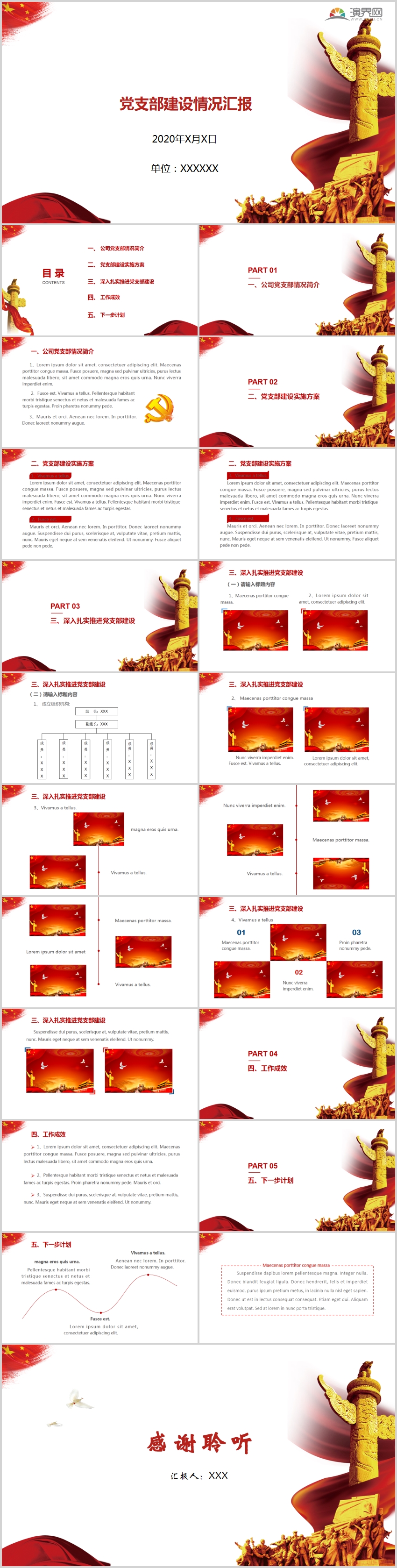 黨建黨政紅色工作匯報(bào)PPT