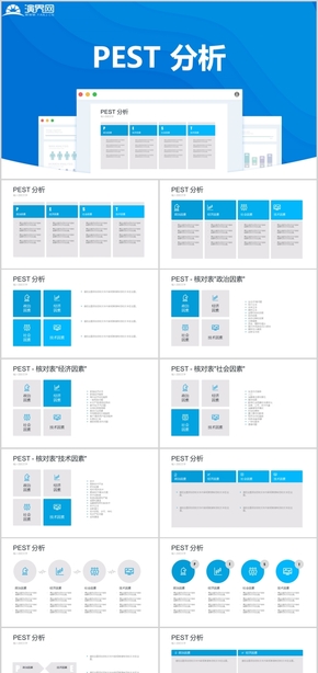 PEST分析政治經(jīng)濟社會技術PPT圖表