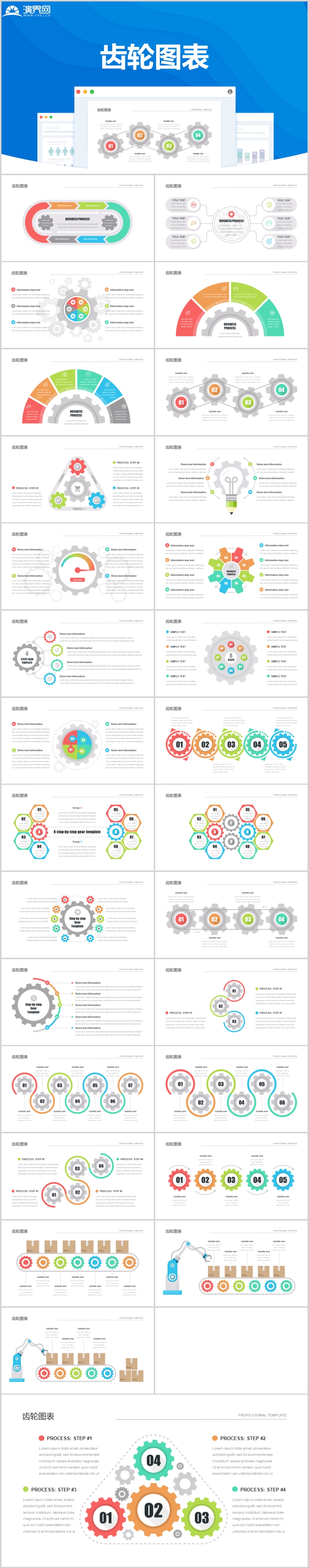 齒輪圖分析商務(wù)通用信息圖表合集模板