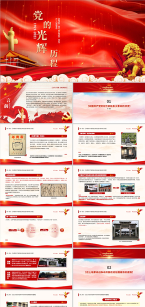 紅色扁平黨政黨史學(xué)習(xí)PPT模版
