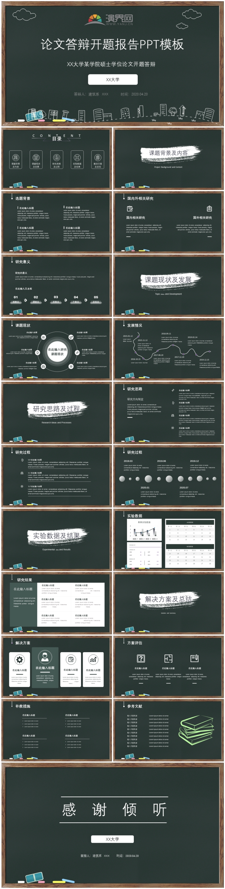 創(chuàng)意木質(zhì)黑板大學畢業(yè)論文答辯PPT模版