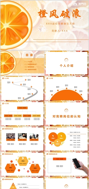 崗位競(jìng)聘PPT模板-橙風(fēng)破浪