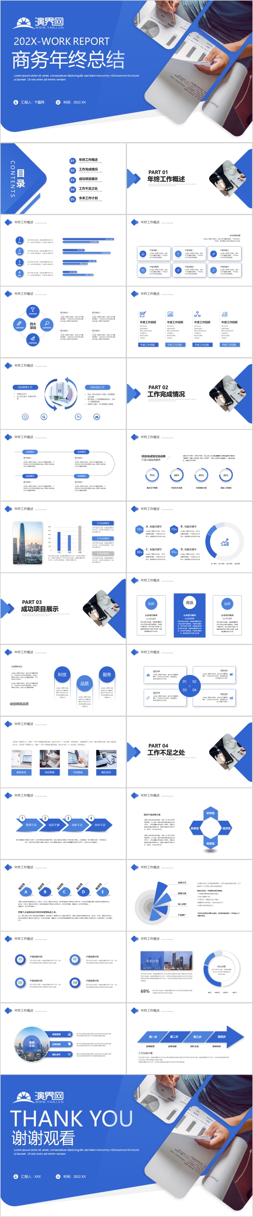 藍色商務(wù)年終工作總結(jié)工作匯報ppt模板
