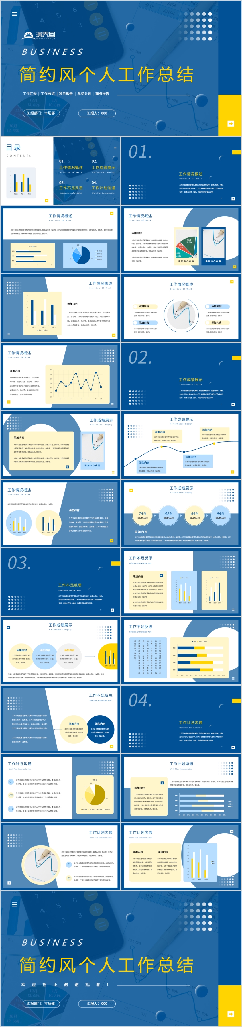 藍(lán)色簡(jiǎn)約風(fēng)個(gè)人工作總結(jié)PPT模板