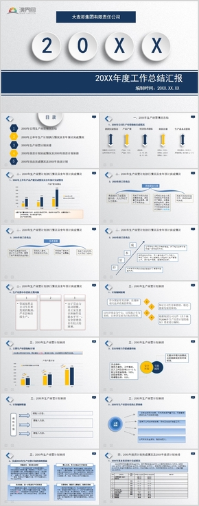 藍色工作總結匯報模板