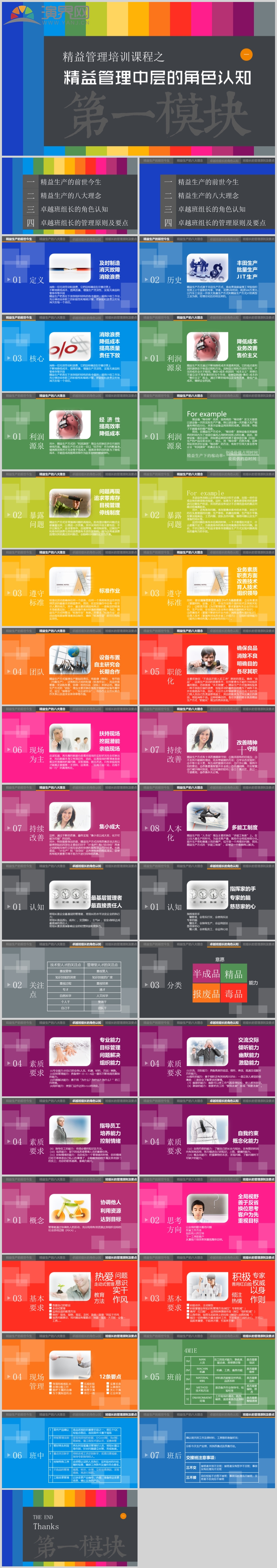 2021藍綠炫彩商務風管理培訓PPT模板