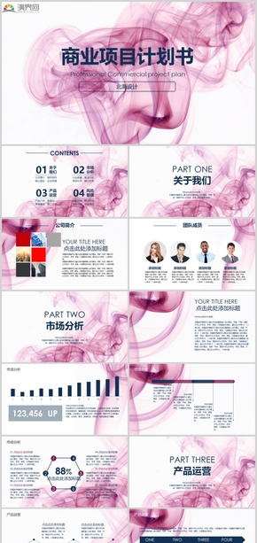 2021紫色小清新風(fēng)商業(yè)計劃書PPT模板