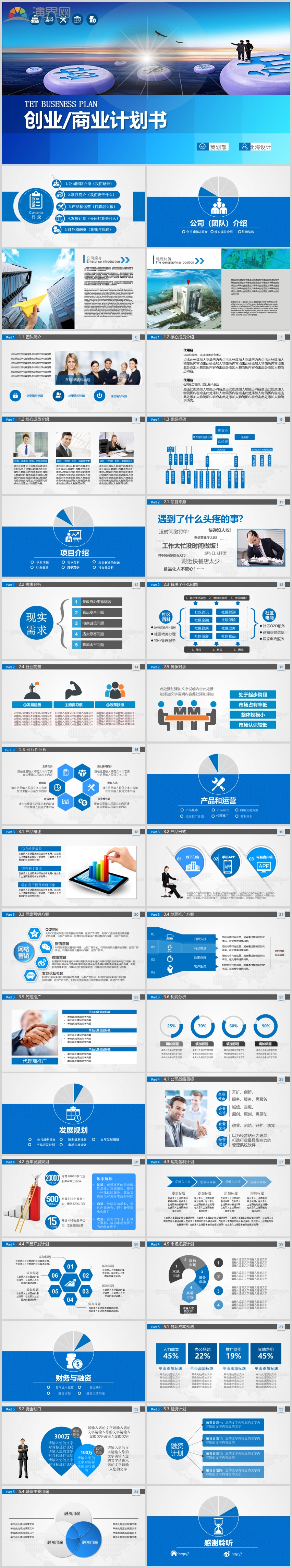 2021藍色商務風創(chuàng)業(yè)、商業(yè)計劃書模板