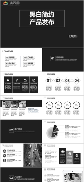 黑白簡約產品發(fā)布PPT模板