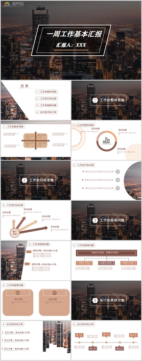 棕色系商務工作匯報簡約PPT模板