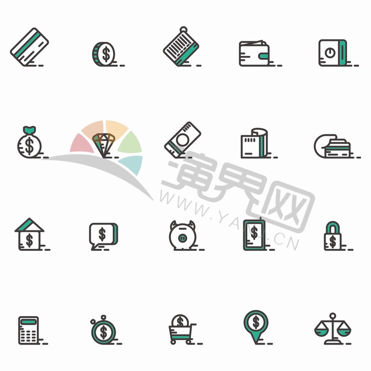 簡約迷你版金融卡通圖標創意元素設計合集