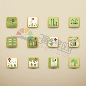 Green commercial financial stock market trend trend share Creative fresh icon collection
