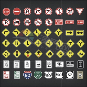 道路交通安全车辆指示牌标志标识图标合集