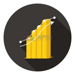 卡通商務金融經濟數據上升立體柱狀圖插圖素材