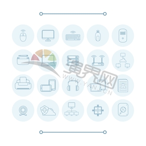 藍色商業(yè)商務辦公管理網絡電子產品圖標合集