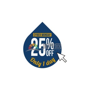 Commercial promotion online shopping Monday water drop 25% off icon vector map material
