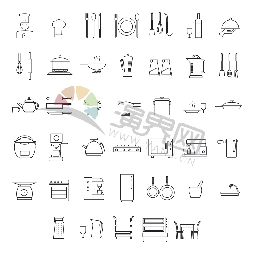 家具廚房用具家用電器餐具茶杯茶具卡通簡(jiǎn)筆畫合集